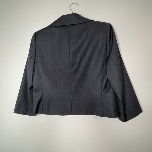 Anne Klein Blazer Jacket Cropped Gray 3/4 Sleeves Wool Blend Sz 8 - Picture 2 of 7